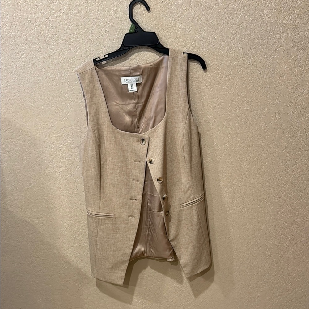 Rachel Zoe Beige Sleeveless Button Front Vest